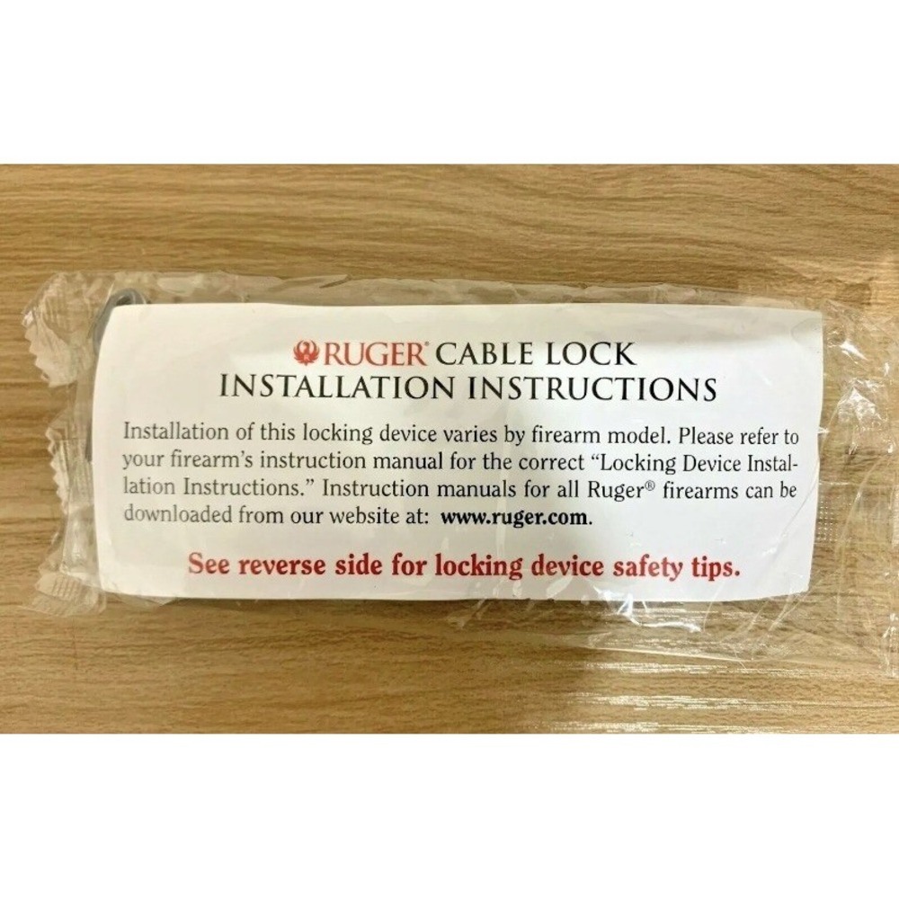 New Ruger Cable Gun Lock Handgun Safety Lock R15LC1 with 2 Keys Steel 8in